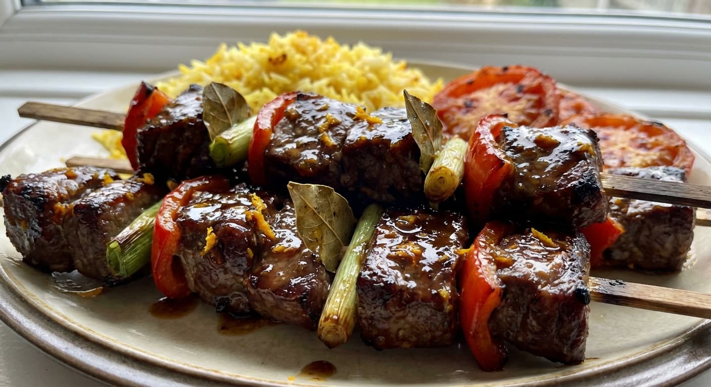 Kebab Choobi — Persian Citrus-Ginger Beef Skewers - authentic persian recipe
