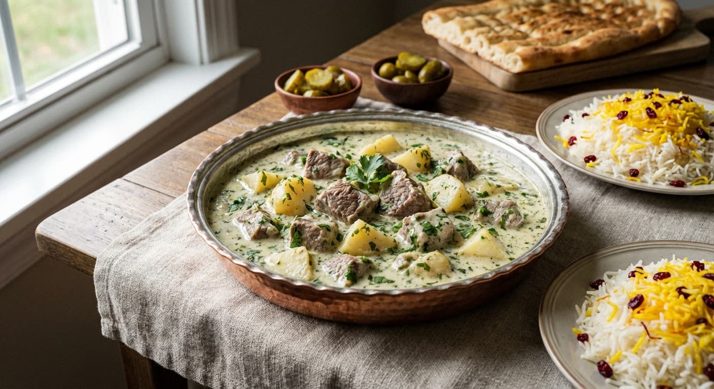 Kebab-e Pasandeh — Persian Yogurt-Braised Meat & Potatoes - authentic persian recipe