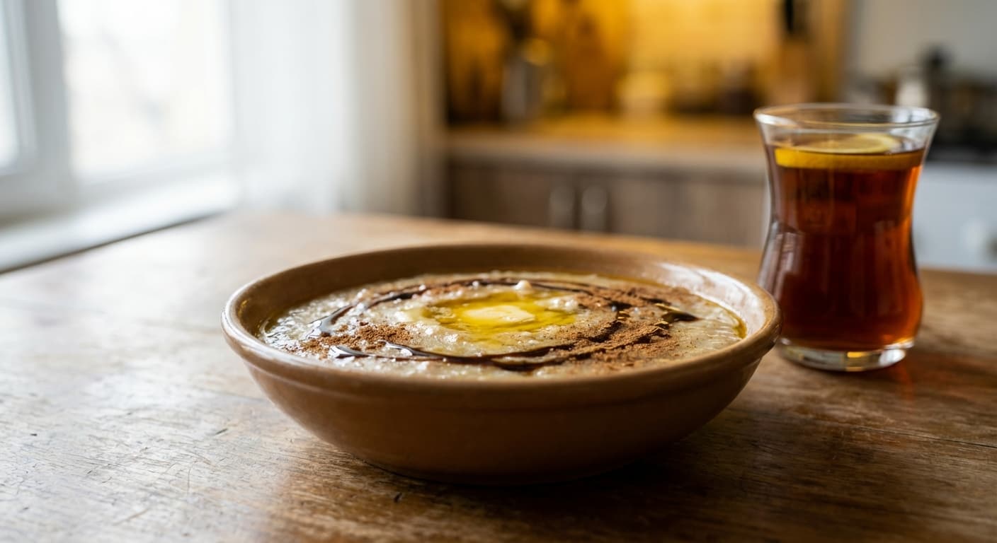 Khashil — Azerbaijani wheat porridge with butter and grape molasses - authentic azerbaijani recipe