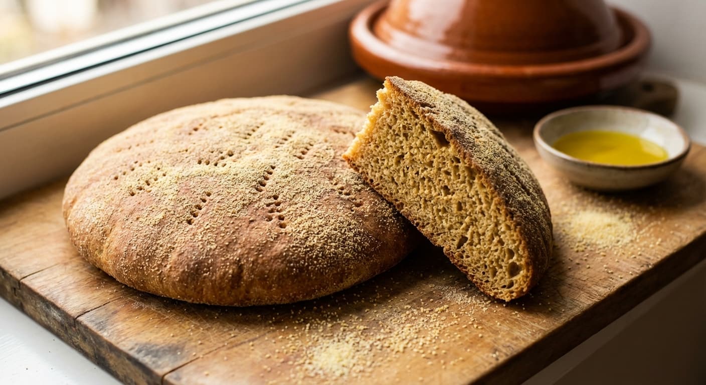 Khobz — Moroccan Round Semolina Bread with a Golden Crust - authentic moroccan recipe