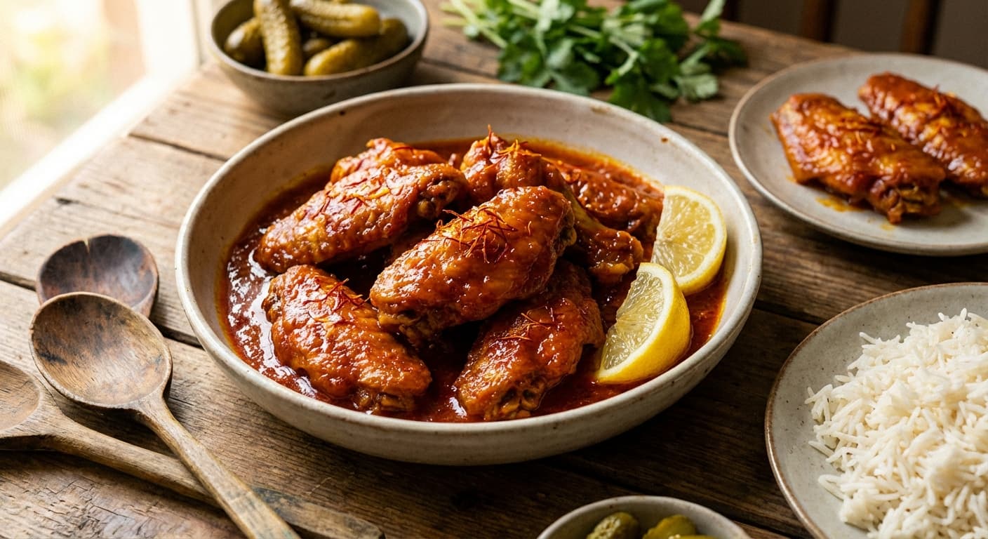 Khorak - e Bal - e Morgh - Persian Braised Chicken Wings - authentic persian recipe