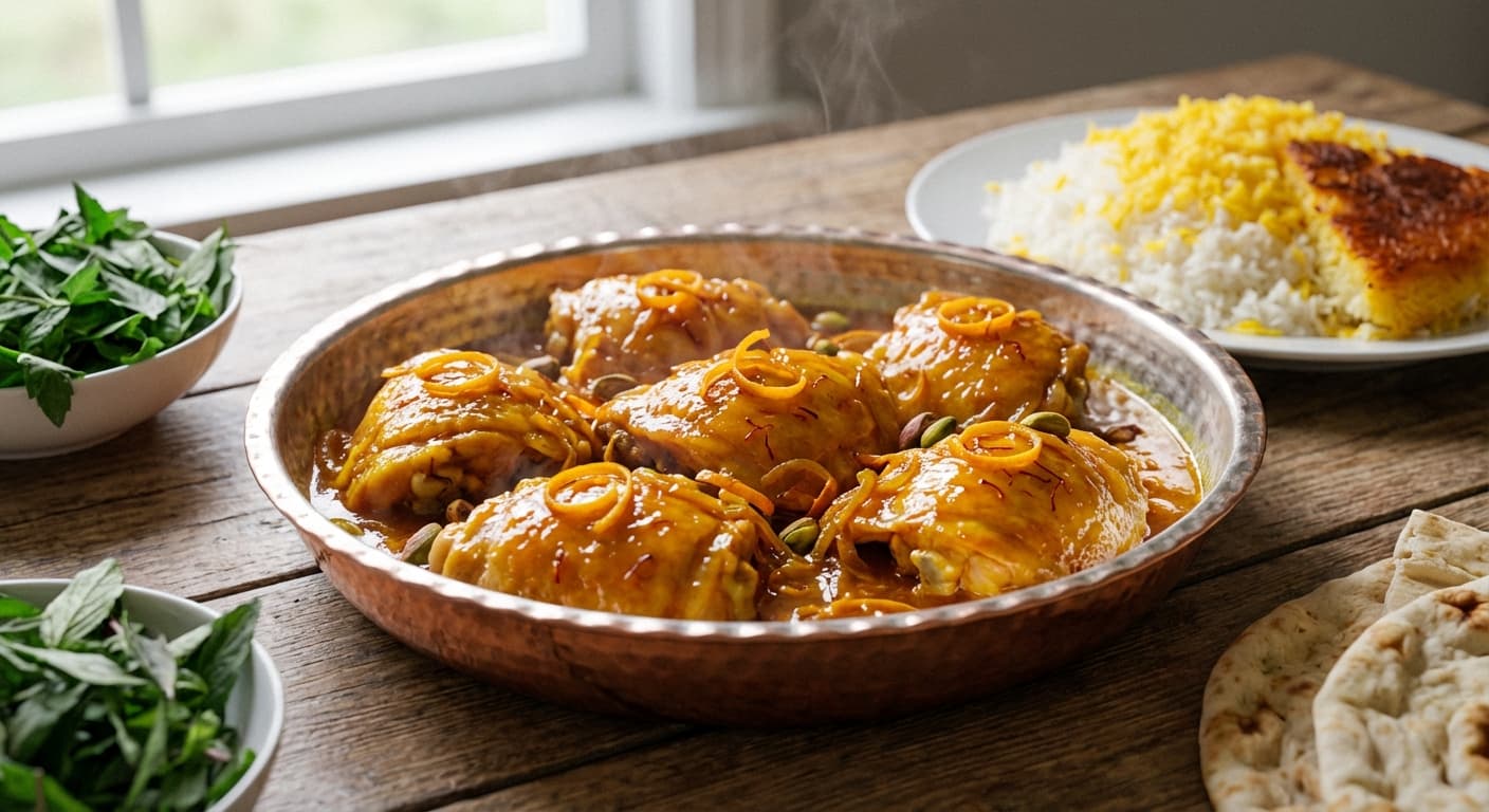 Khorak-e Morgh ba Narenji — Persian Tangerine Chicken Stew - authentic persian recipe