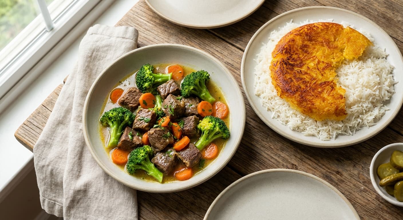 Khorak-e Goosht-o Kalam — Persian Lemon-Infused Beef & Broccoli - authentic persian recipe