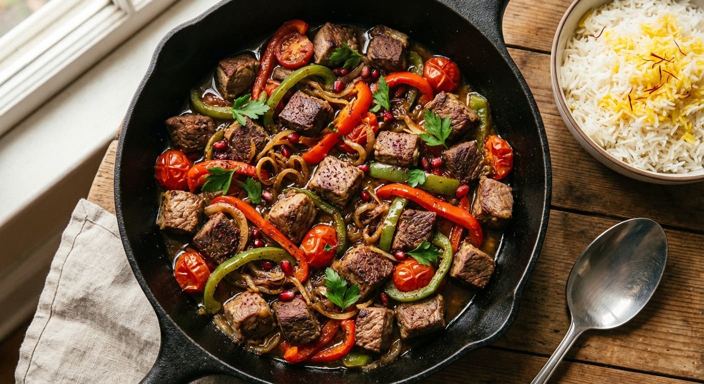 Khorak-e Goosht o Felfel — Persian Meat and Pepper Sauté - authentic persian recipe