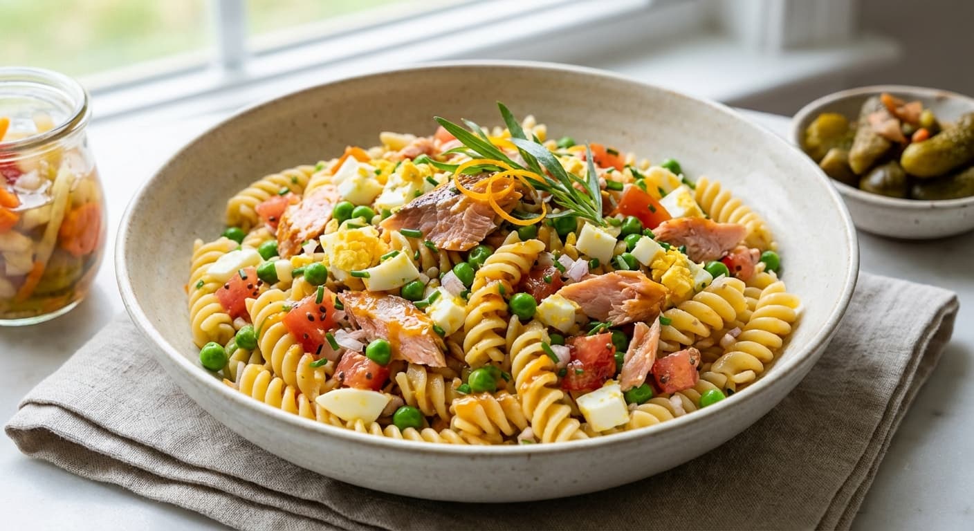 Khorak Macaroni ba Mahi — Iranian-Inspired Smoked Fish Pasta Salad - authentic persian recipe