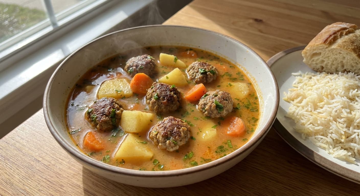 Khorak Nanaa va Jafari — Persian Mint & Parsley Meatball Stew - authentic persian recipe