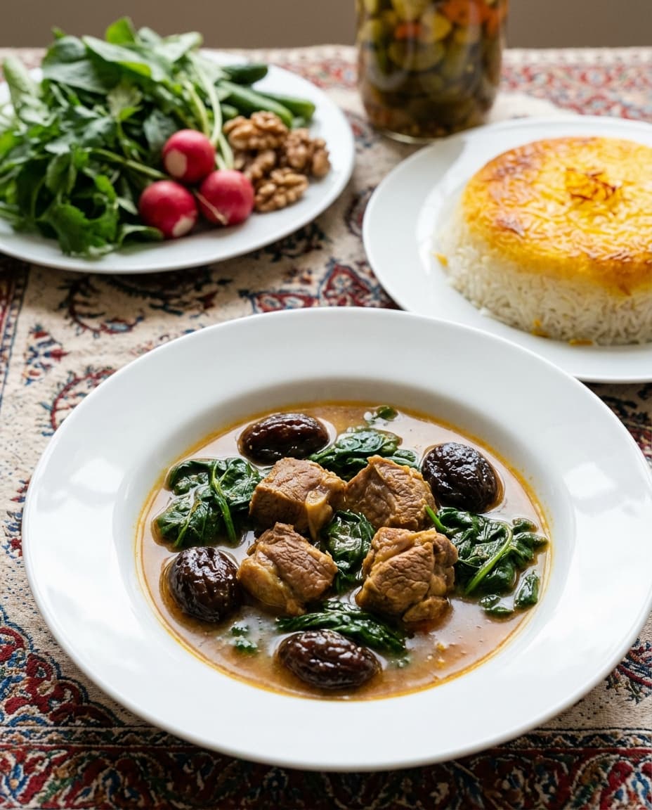 Prune and Spinach Stew - authentic persian recipe