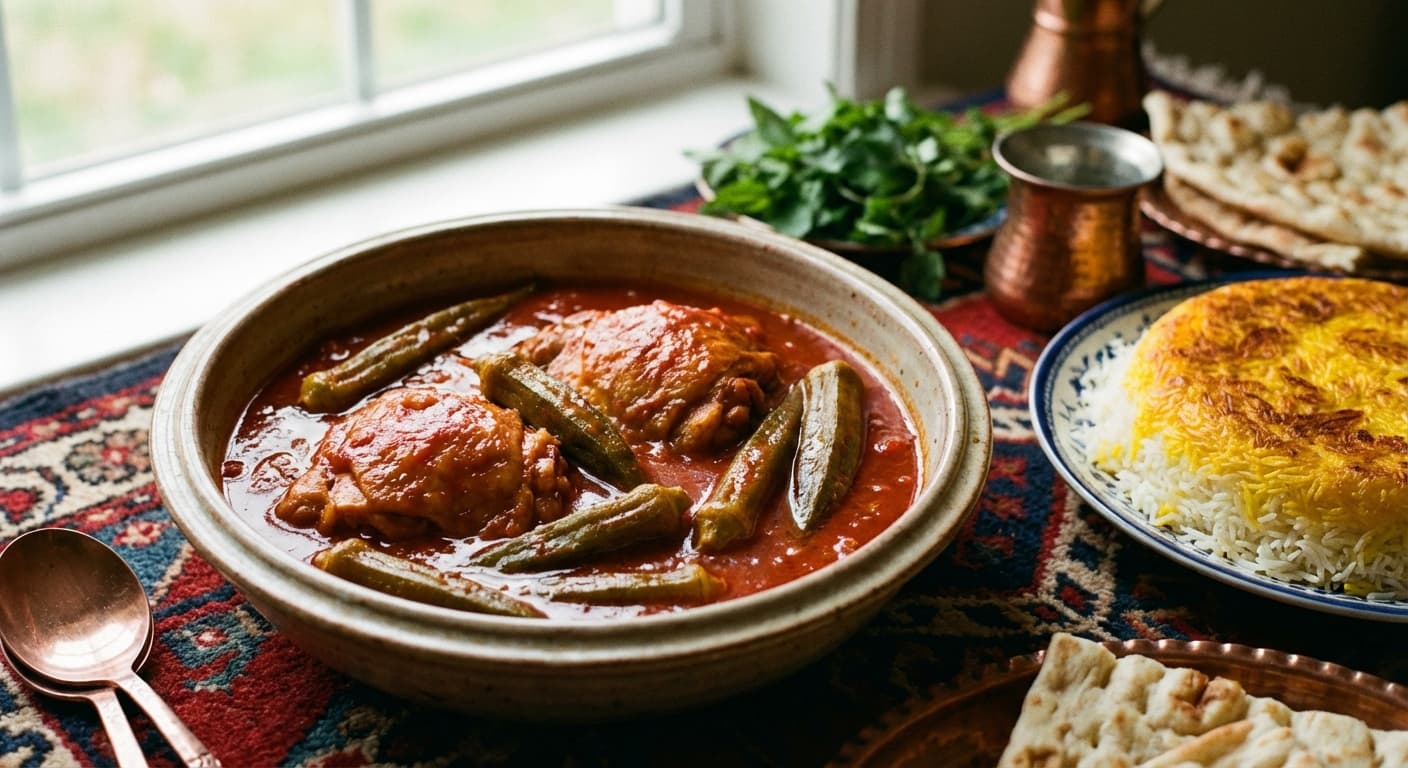 Khoresh-e Bamieh ba Morgh — Persian Chicken and Okra Stew - authentic persian recipe