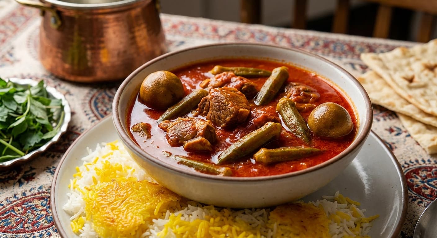 Khoresh Bamieh - Classic Persian Okra and Lamb Stew - authentic persian recipe