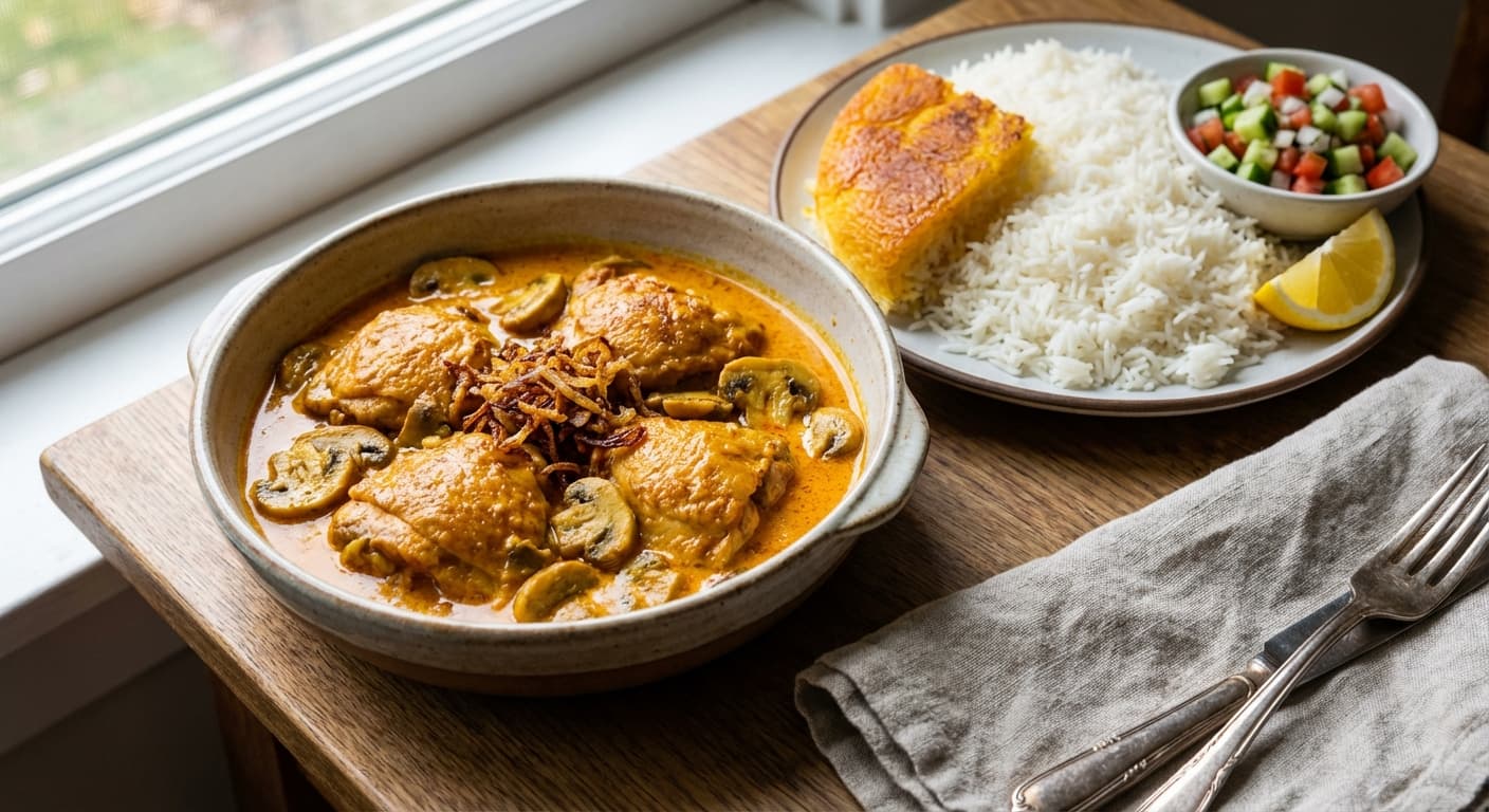 Khoresh-e Gharch — Aromatic Persian Mushroom & Chicken Stew - authentic persian recipe