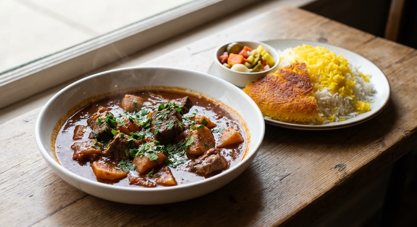 Khoresh Goosht ba Sabzijat — Persian Meat and Vegetable Stew - authentic persian recipe