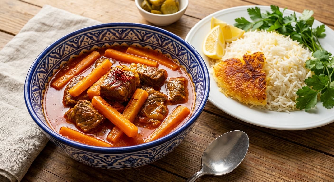 Khoresh Havij — Saffron-Infused Persian Carrot Stew - authentic persian recipe