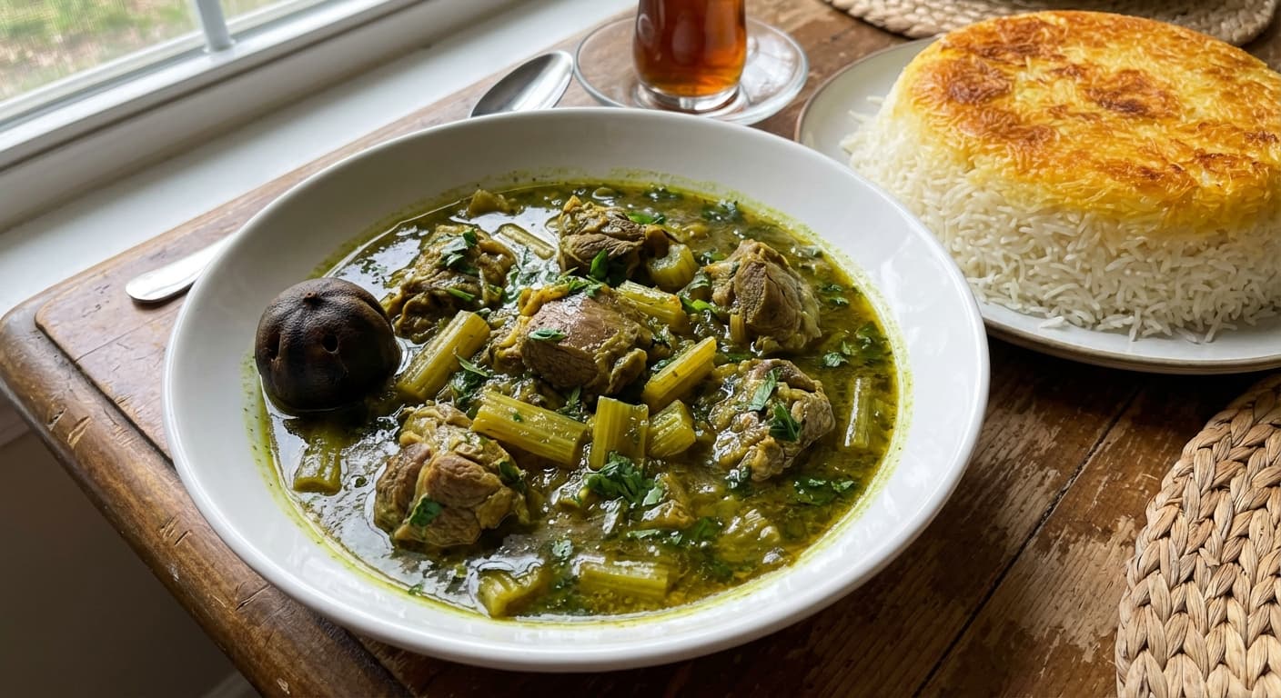 Celery Stew with Lamb - authentic persian recipe