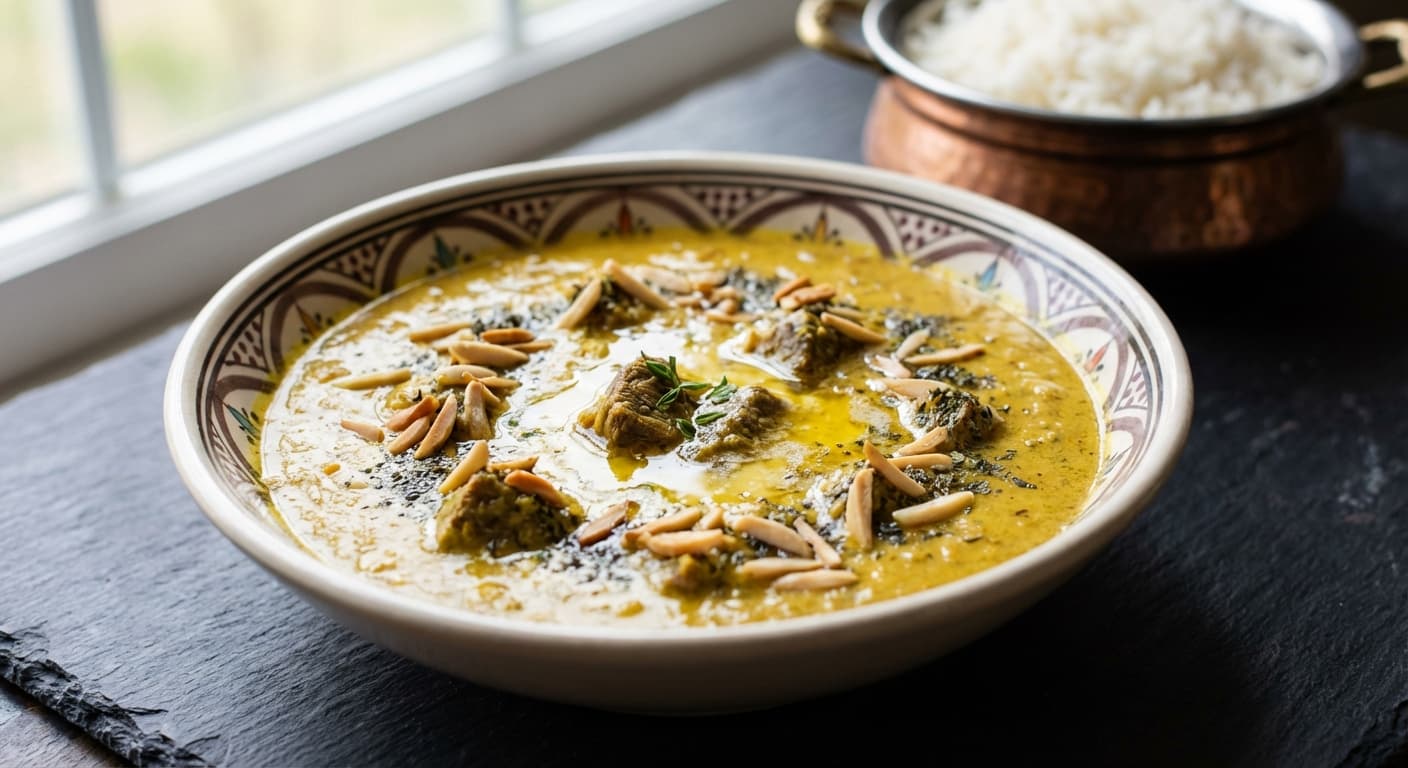 Khoresh Matenjan — Persian Beef & Saffron Yogurt Stew - authentic persian recipe