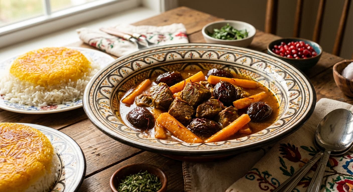 Khoresht Aloo Mosamma - Persian Sweet & Sour Plum Stew - authentic persian recipe