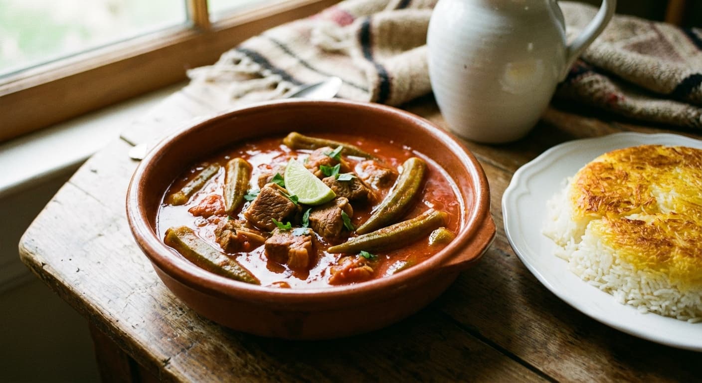 Khoresht Bamieh — Persian Okra & Lamb Stew - authentic persian recipe