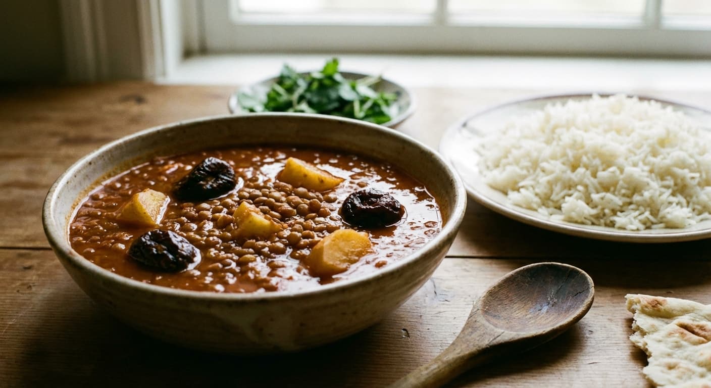 Khoresht-e Adas — Persian Lentil Stew with Sour Plums - authentic persian recipe