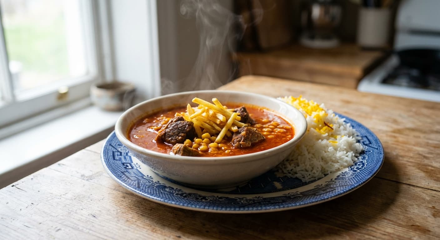 Khoresht Gheymeh — Persian Split Pea and Lamb Stew - authentic persian recipe
