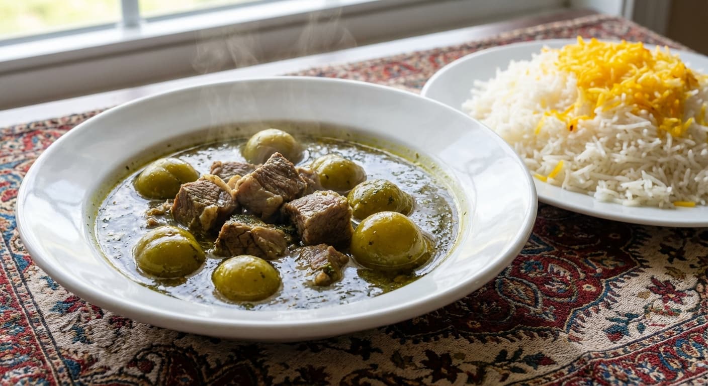 Khoresht Gojeh Sabz — Persian Green Plum & Herb Stew - authentic persian recipe