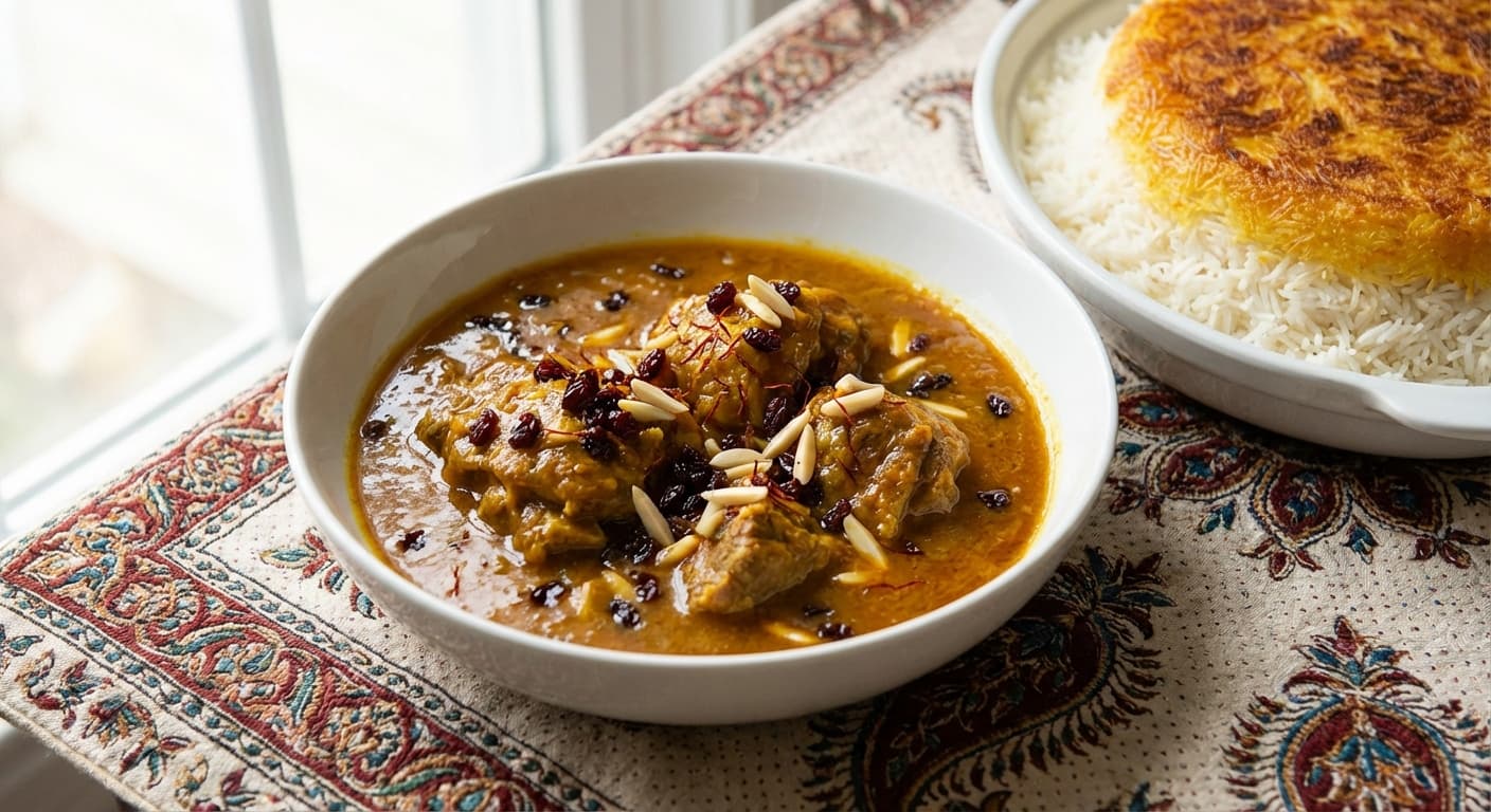 Khoresht Khalal Kermanshah - Slivered Almond Stew - authentic persian recipe