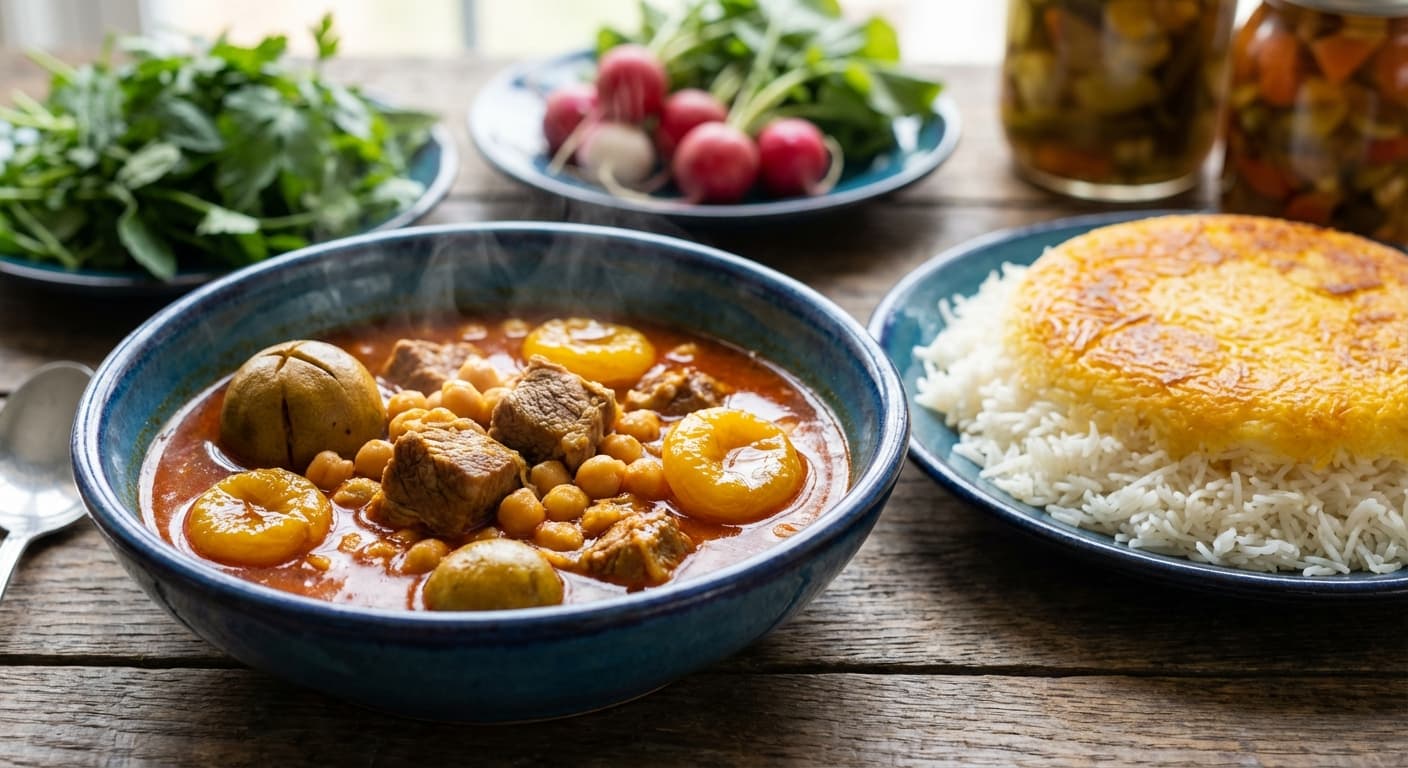 Khoresht Nokhod Aloo — Persian Lamb & Chickpea Stew with Dried Lime - authentic persian recipe