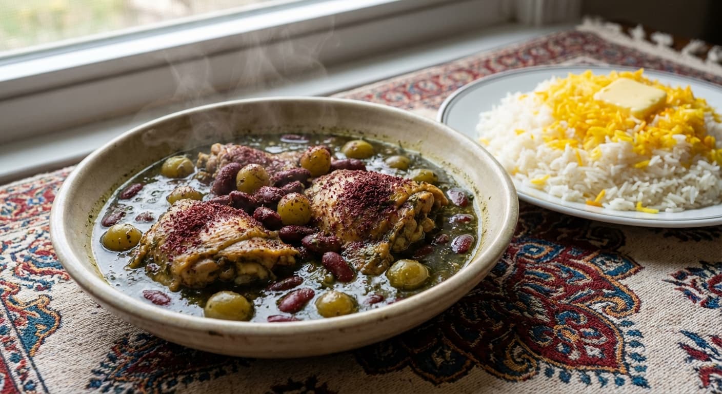 Khoresht - e Torsheh Somagh | Northern Gilaki Sumac Chicken Stew - authentic persian recipe