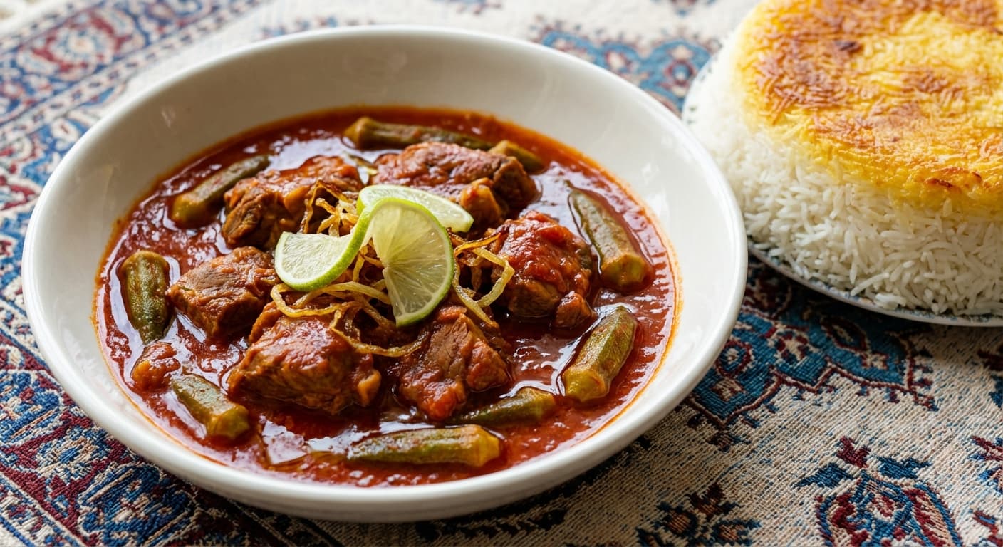 Khoreshte Bamieh — Persian Okra & Lamb Stew with Lime - authentic persian recipe