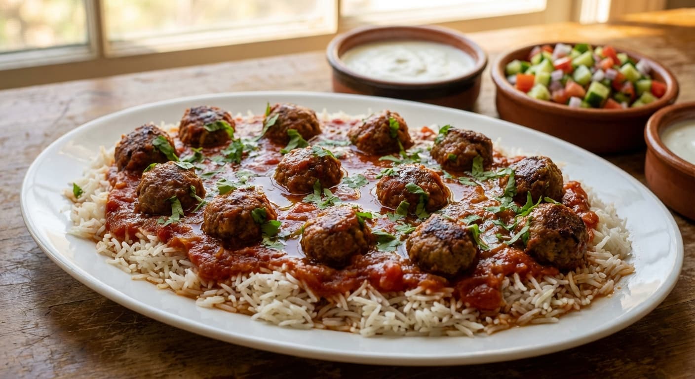 Kofta Challow — Afghan Meatballs in Tomato Sauce with White Rice - authentic afghan recipe