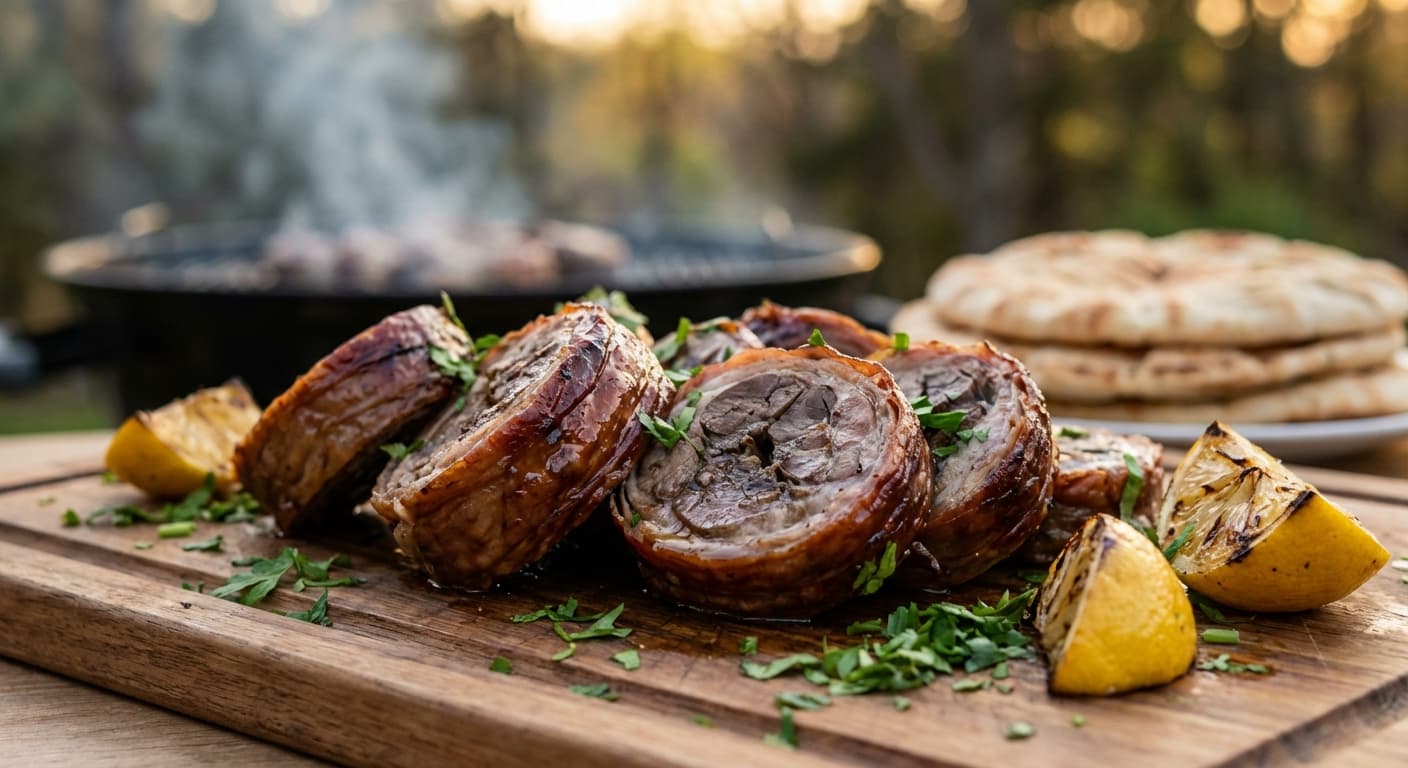 Kokoretsi — Charcoal-Grilled Wrapped Lamb Offal - authentic greek recipe