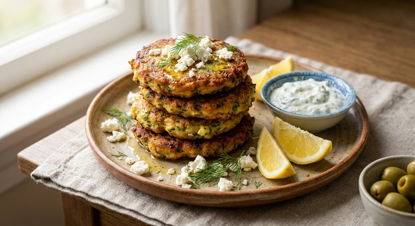 Kolokithokeftedes — Greek Zucchini and Feta Fritters - authentic greek recipe