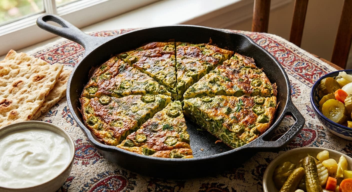Kookoo Baamieh — Southern-Style Okra Frittata - authentic persian recipe