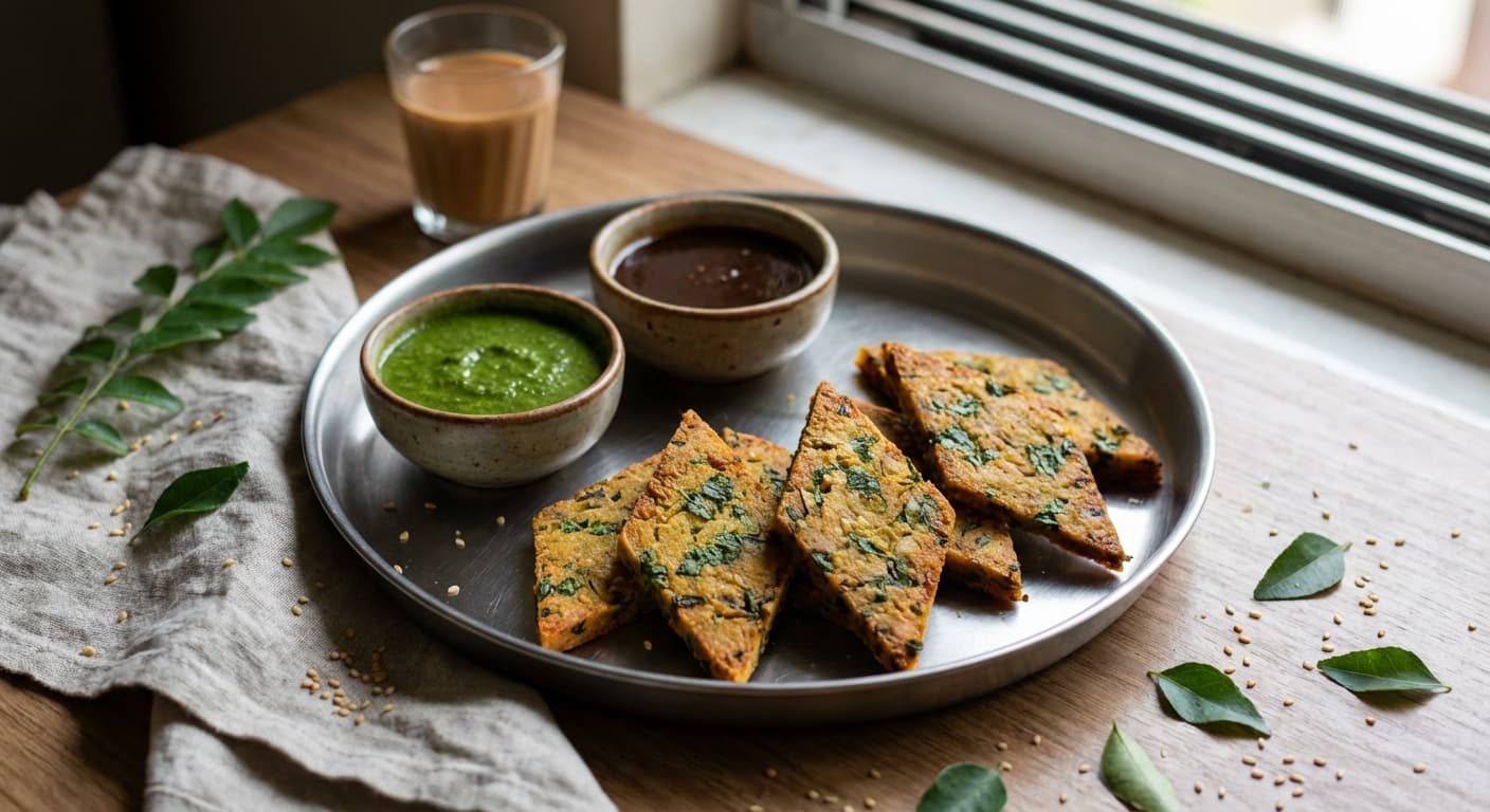 Kothimbir Vadi — Steamed coriander-gram cakes, pan-fried crisp - authentic indian recipe