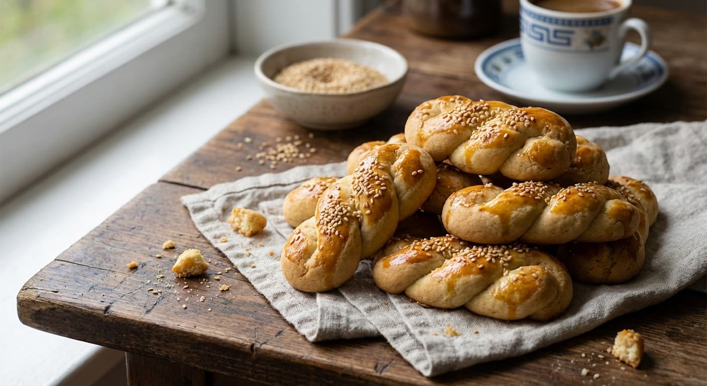 Koulourakia — Greek Sesame-Topped Easter Butter Cookies - authentic greek recipe