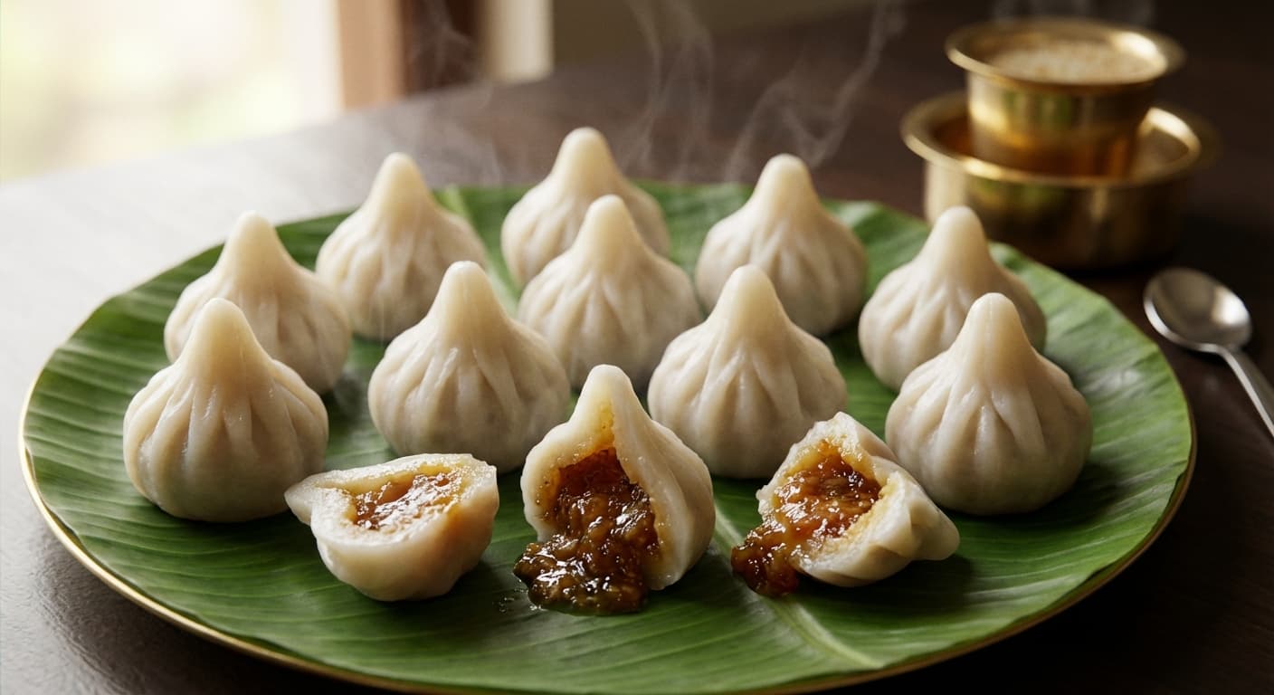 Kozhukattai — Indian Steamed Rice Dumplings with Sweet Coconut - authentic indian recipe