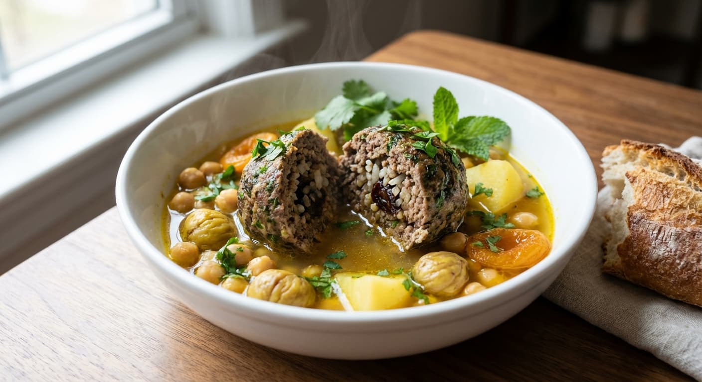 Kufta Bozbash — Giant Meatballs in Chickpea Broth - authentic azerbaijani recipe