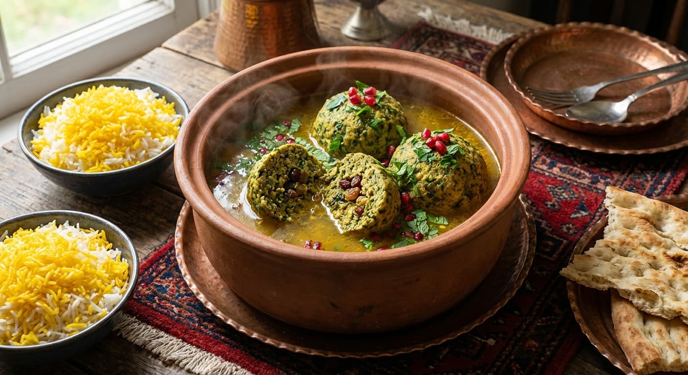Kufteh Sabzi — Persian Herb Meatballs in Broth - authentic persian recipe