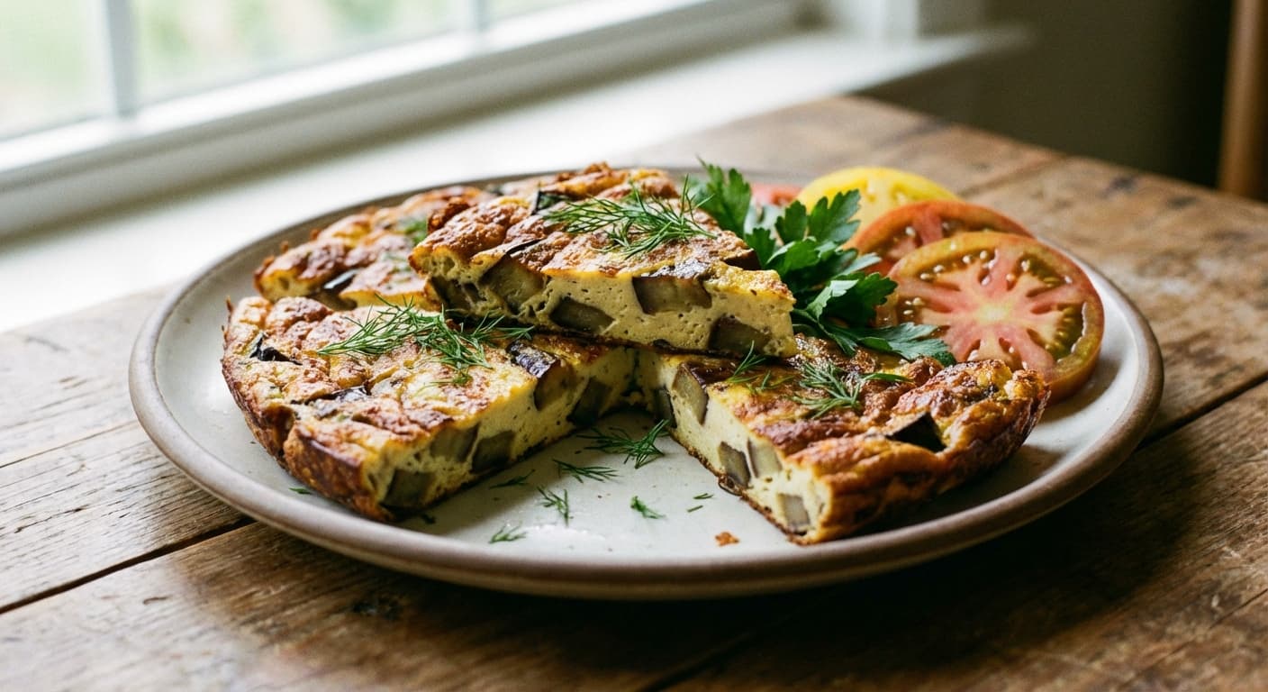 Kuku Bademjan — Persian Grilled Eggplant Frittata - authentic persian recipe
