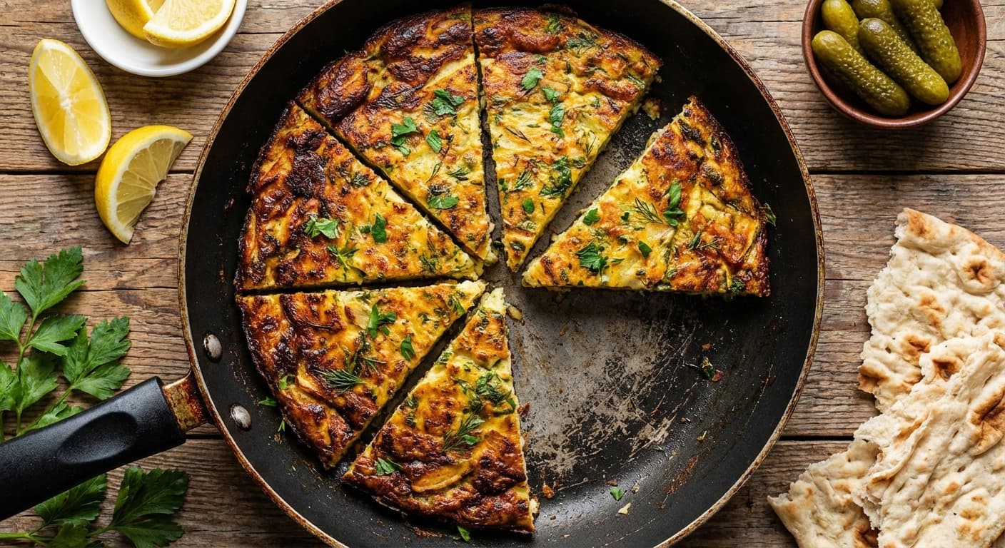 Kuku-ye Sibzamini ba Ton Mahi — Persian Potato and Tuna Frittata - authentic persian recipe