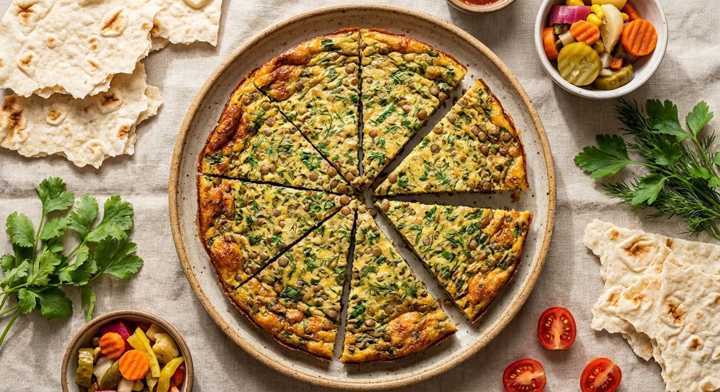 Kukuye Adas — Persian Lentil and Herb Frittata - authentic persian recipe