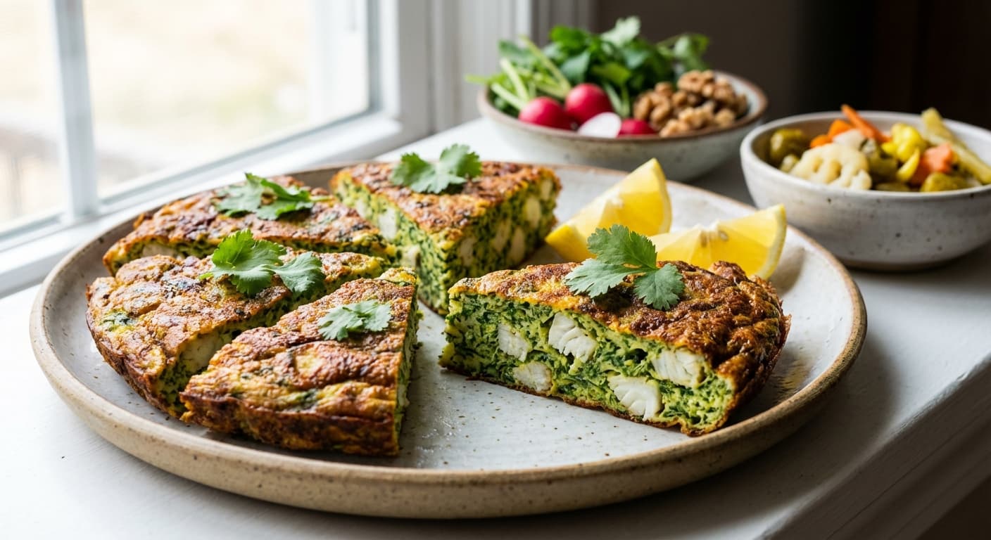 Kukuye Mahi — Northern Iranian Herb Fish Frittata - authentic persian recipe