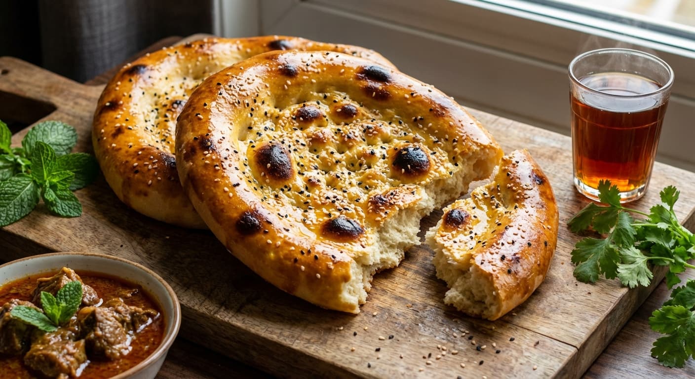 Kulcha-e Kandahari — Afghan Thick naan, Kandahar-style bakery bread - authentic afghan recipe