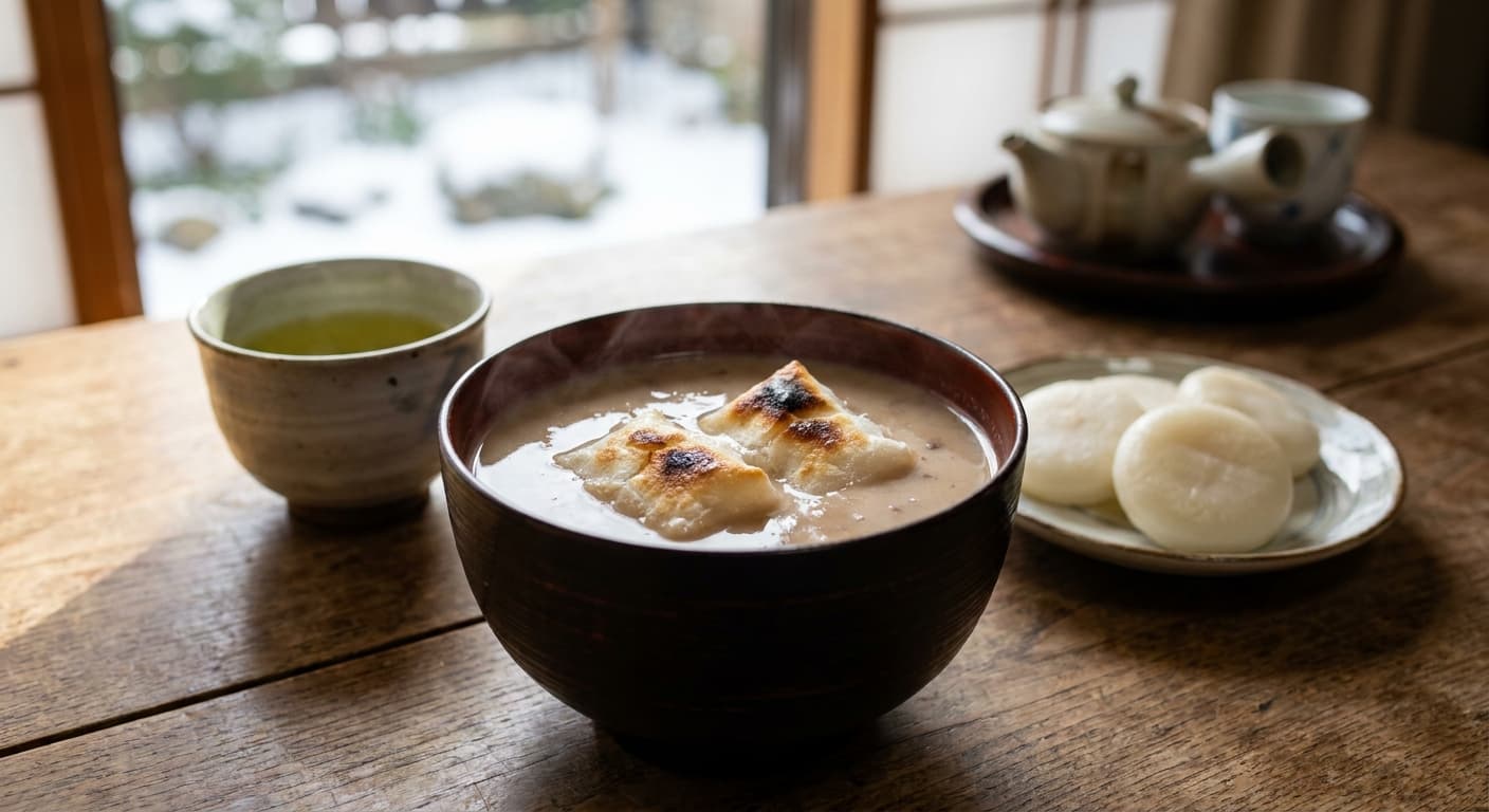 Kurumi Shiruko — Sendai-Style Sweet Walnut Azuki Soup with Mochi - authentic japanese recipe