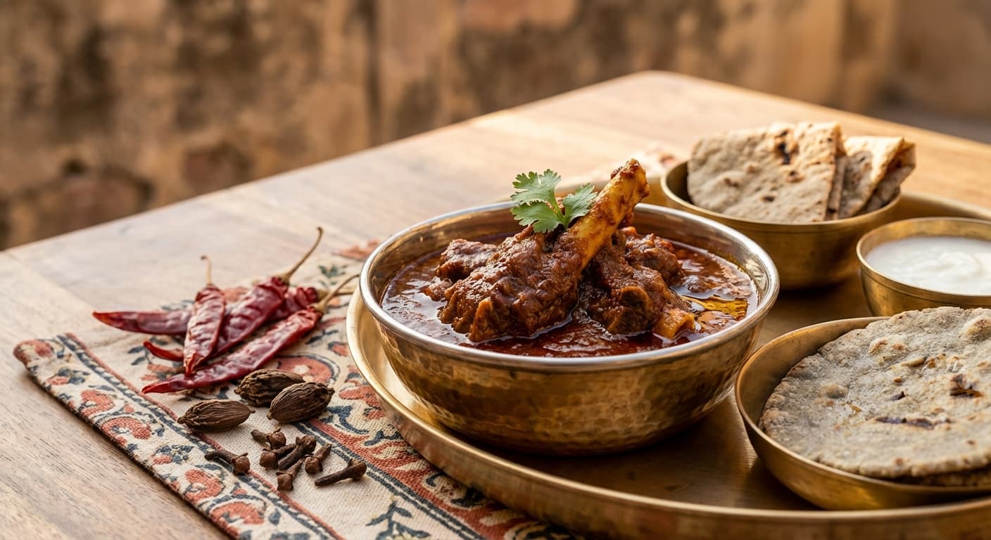 Laal Maas — Indian Fiery Rajasthani mutton curry with red chilies - authentic indian recipe