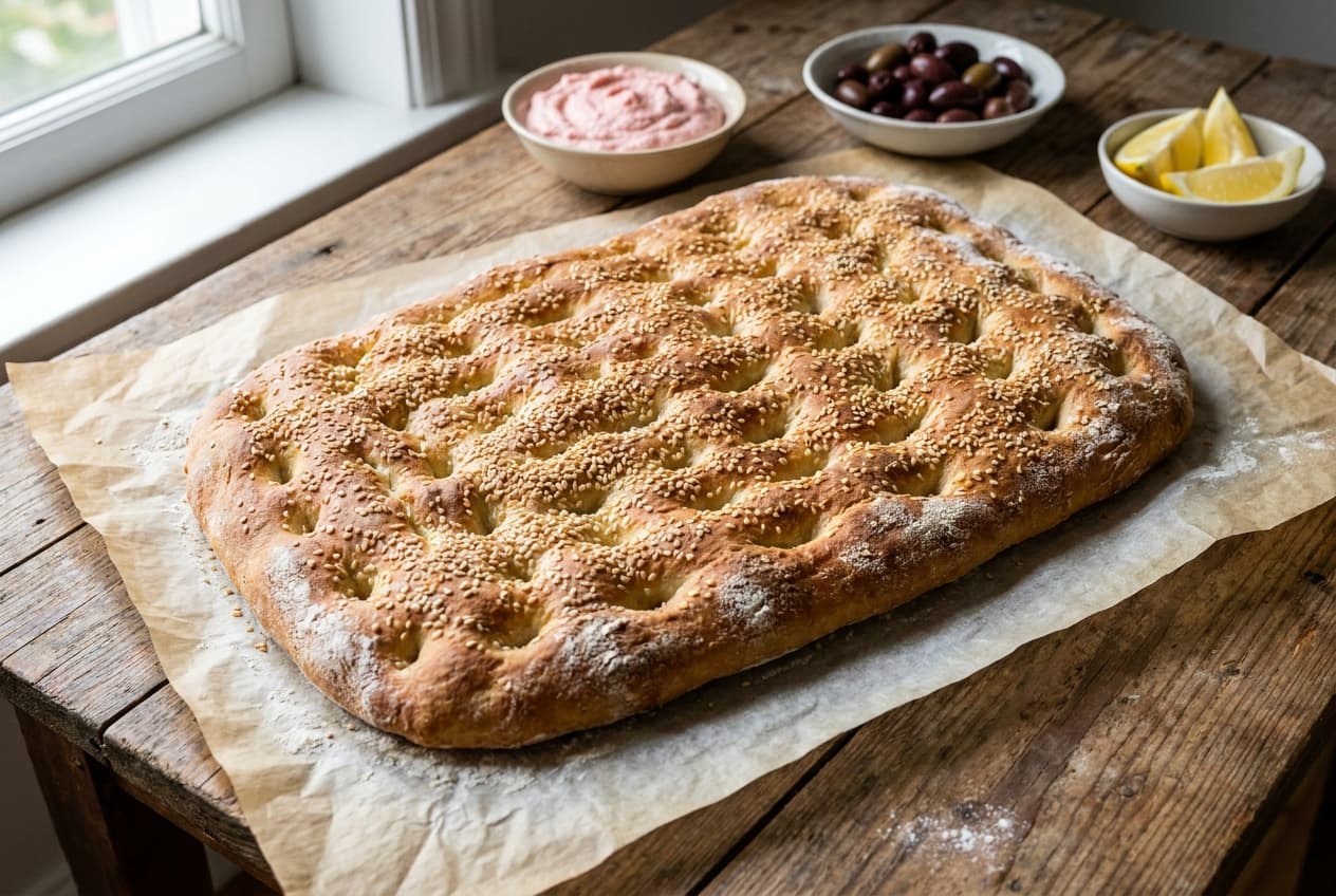 Lagana — Clean Monday Sesame Flatbread - authentic greek recipe