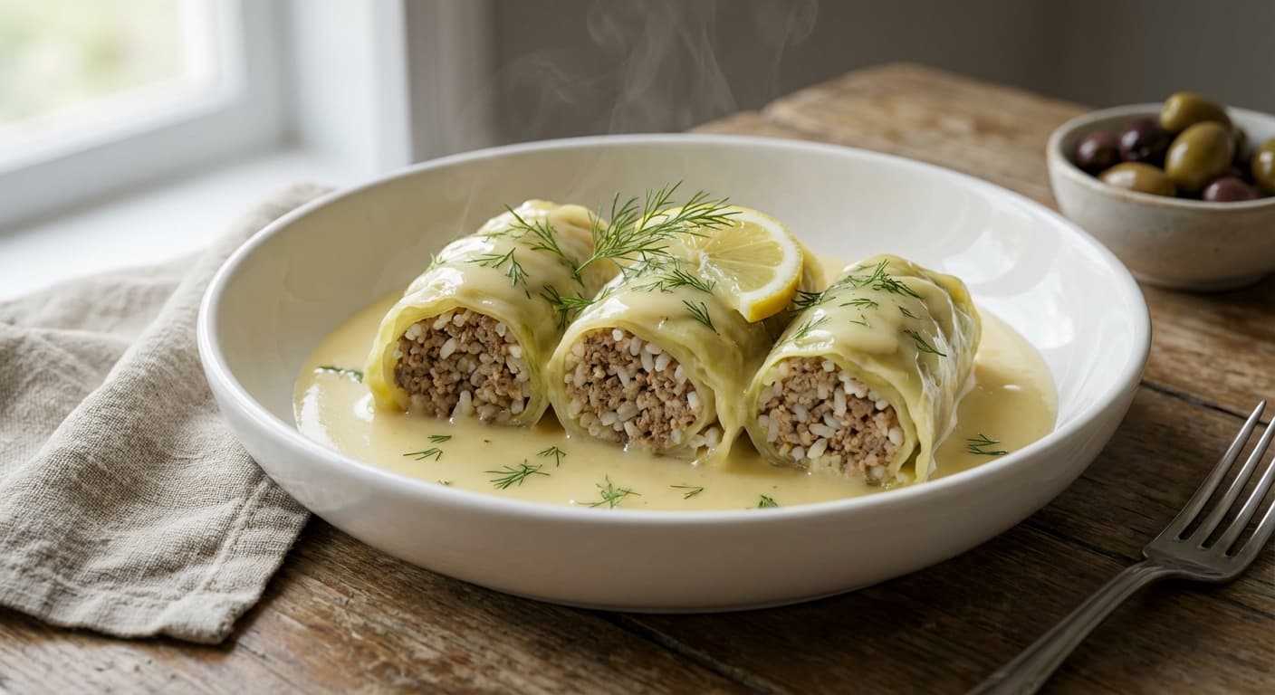 Lahanodolmades — Greek Cabbage Rolls with Avgolemono - authentic greek recipe