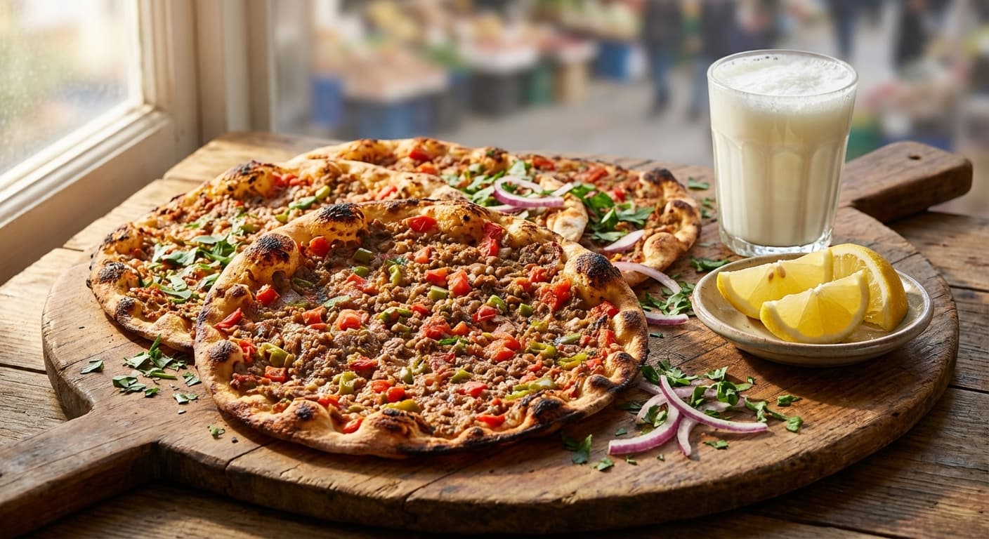 Lahmacun — Turkish Thin Flatbread with Spiced Lamb Topping - authentic turkish recipe