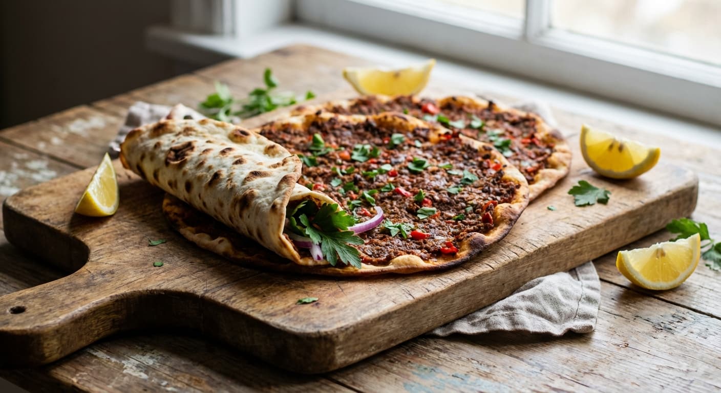 Lahmacun — Turkish Thin Flatbread with Spiced Minced Meat - authentic turkish recipe