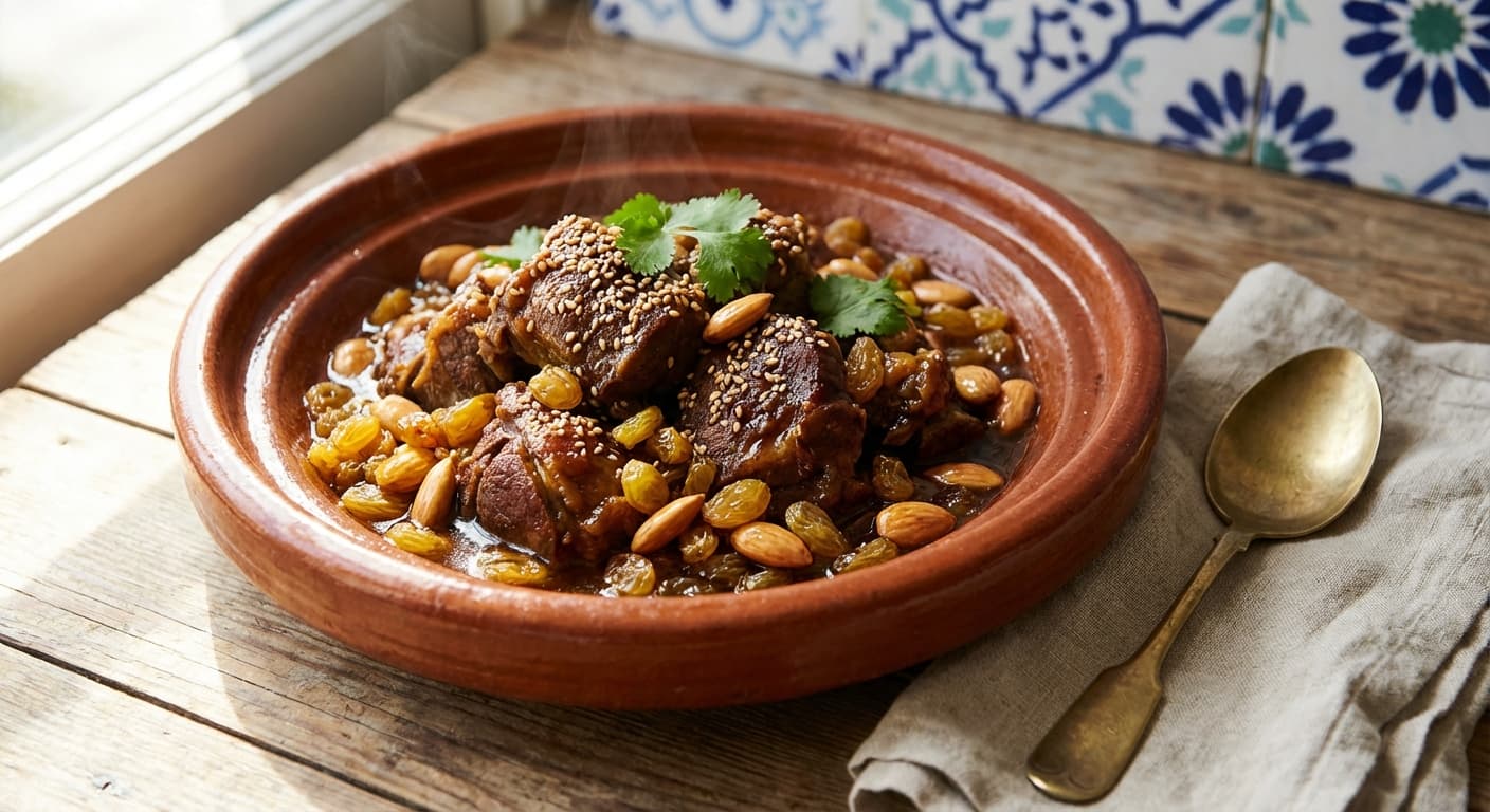 Lamb Mrouzia — Moroccan Festive Honeyed Lamb with Raisins and Almonds - authentic moroccan recipe