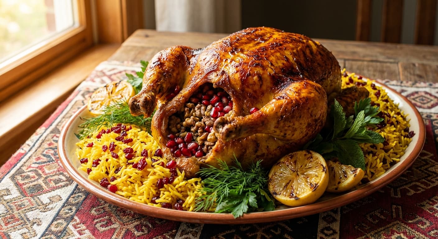 Lavangi — Azerbaijani Walnut-Pomegranate Stuffed Chicken - authentic azerbaijani recipe
