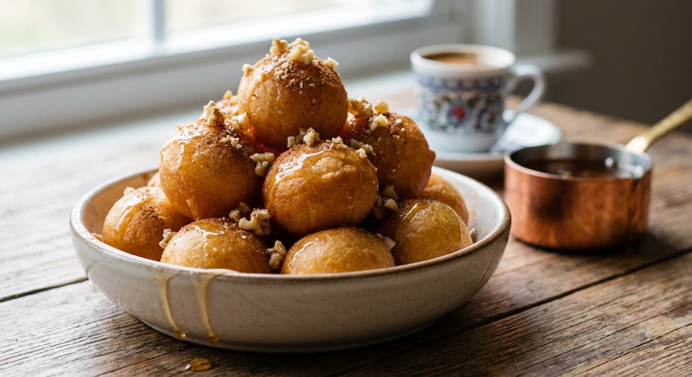 Loukoumades — Greek Honey-Drenched Doughnut Balls - authentic greek recipe